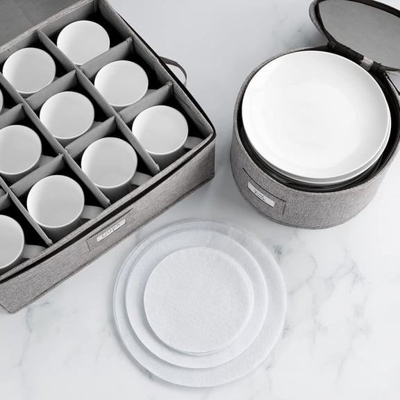 6pcs Hard Shell China Storage Containers for Cups and Mugs, Wine Glasses and Plates - Heavy Duty Dinnerware Storage