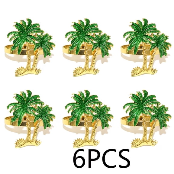 6pcs Hawaiian Coconut Tree Napkin Rings - Perfect for Table Decor, Weddings, Dinners, and Parties