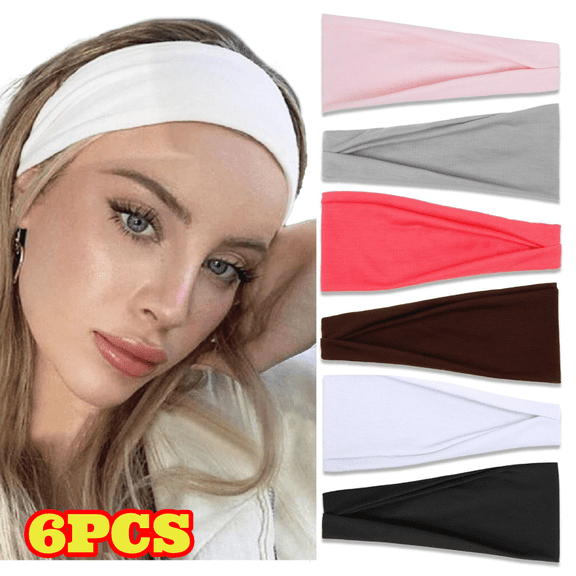 6pcs Headbands for Women, Non Slip Fashion Wide Head Bands for Workout Yoga Sports Exercise, Elastic Hair Band Hair Accessories
