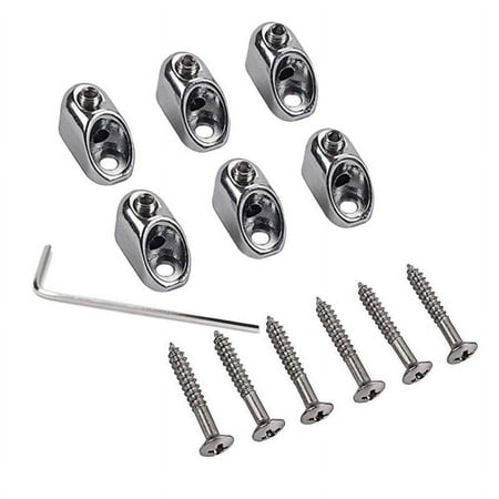 6pcs Headless Guitar String Locking Nuts DIY Chrome Musical Instrument Parts