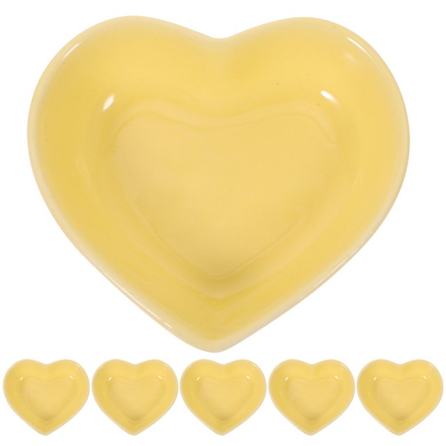 6pcs Heart Shaped Bowls Ceramic Dishes Heart Shaped Plates Multipurpose