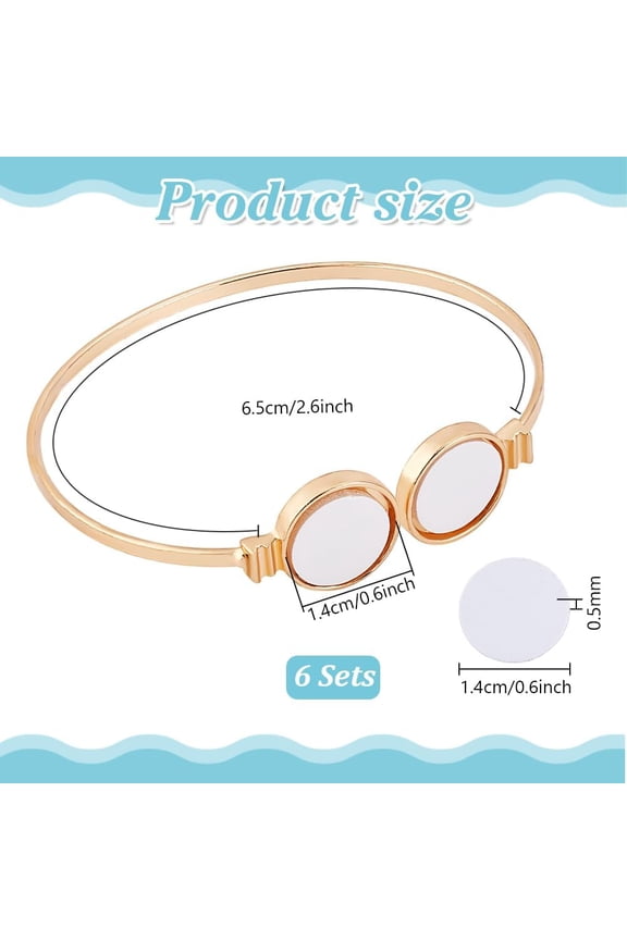 6pcs Heat Transfer Bracelet Blanks Sublimation Bracelets Blank Photo Bracelets Cabochon Bangles for Jewellery Making Birthday Anniversary Mother's Day 2-1/2 Inch Tray: 0.5 Inch