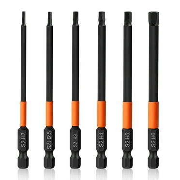 6pcs Hex Head Allen Wrench Screwdriver Bit Set, 1/4Inch Magnetic Hex Shank Socket Screwdriver Bits Set 2/2.5/3/4/5/6 mm