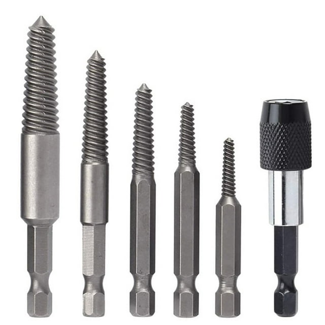 6pcs Hex Shank Screw Extractors for Damaged Bolt Easy Out Drill Bit Set