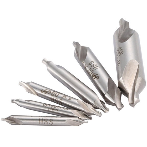 6pcs High Speed Steel Center Drill Set - 60 Countersink Bit With Double End For Lathe Mill Metal Woodworking 1-5mm Tip