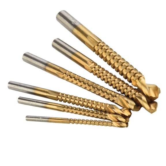 6pcs High Speed Steel Drill Bit Set 3 4 5 6 6.5 8mm Titanium Coated for Wood Metal Plastic Thin Plate Grooving HSS Twist Drills 6 Piece Kit