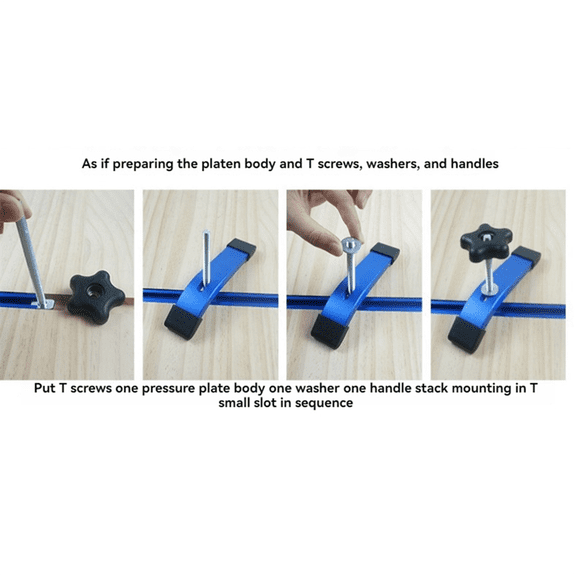 6pcs Hold Down Clamps for T-tracks/T-slots-Blue