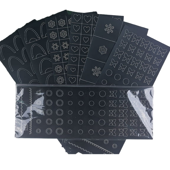 6pcs Hollow French Nail Art Sticker Decals Printing Templates Stencil Tool Manicure Tips DIY Decorations
