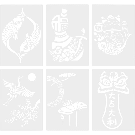 ibasenice 6-Pack Hollow Hand-Printed Paint Pads White PET Templates for School Art Projects and Decoration