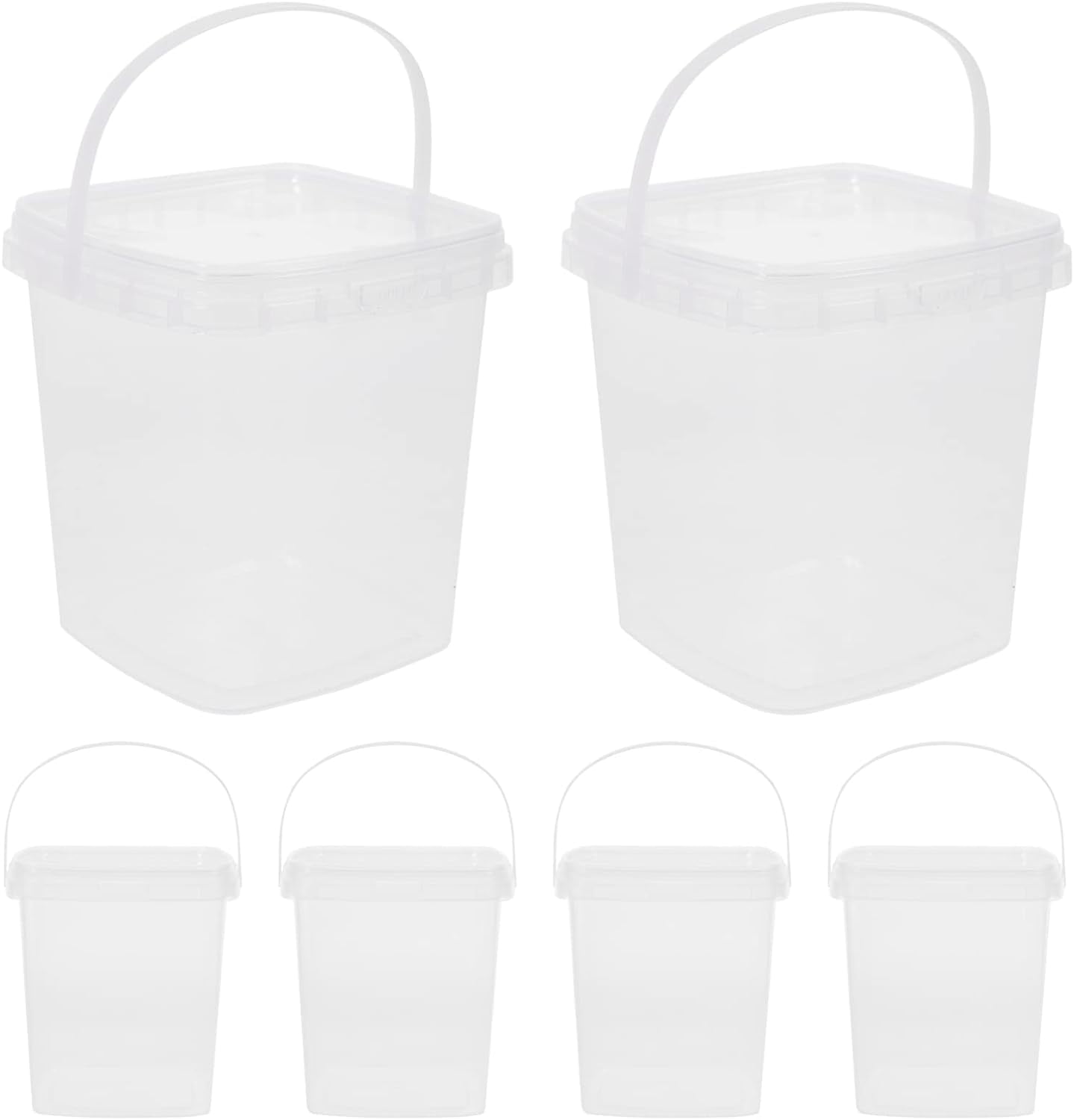 6pcs Ice Cream Bucket Food Grade Reusable Food Grade Plastic Square