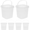6pcs Ice Cream Bucket Food Grade Reusable Food Grade Plastic Square