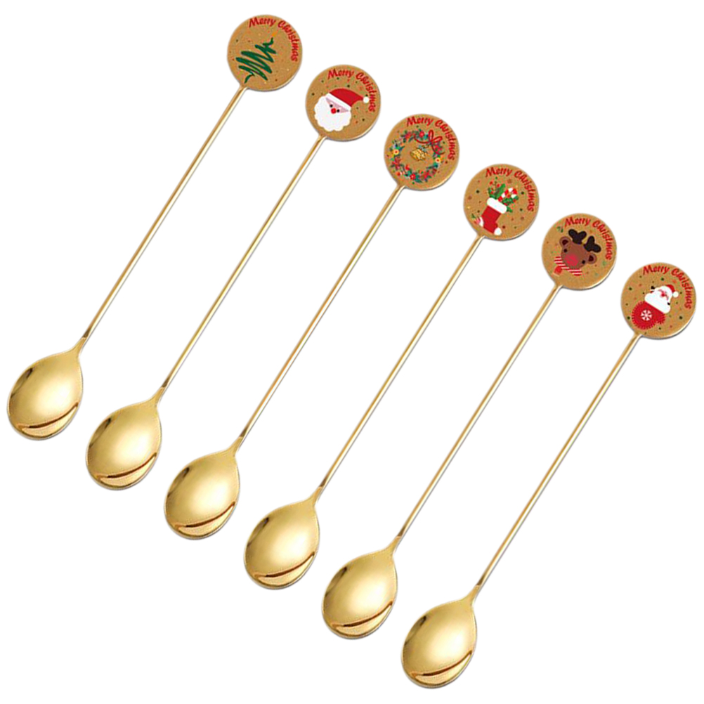 6pcs Ice Cream Spoons Dessert Spoons Multiuse Metal Spoons Restaurant