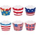 thumbnail image 1 of 6pcs Independence Day Cake Decorations Cupcake Wrappers Paper American Flag Cupcake Liners Decor For Usa Theme Party Supplies 4th Of July Decorations, 1 of 7