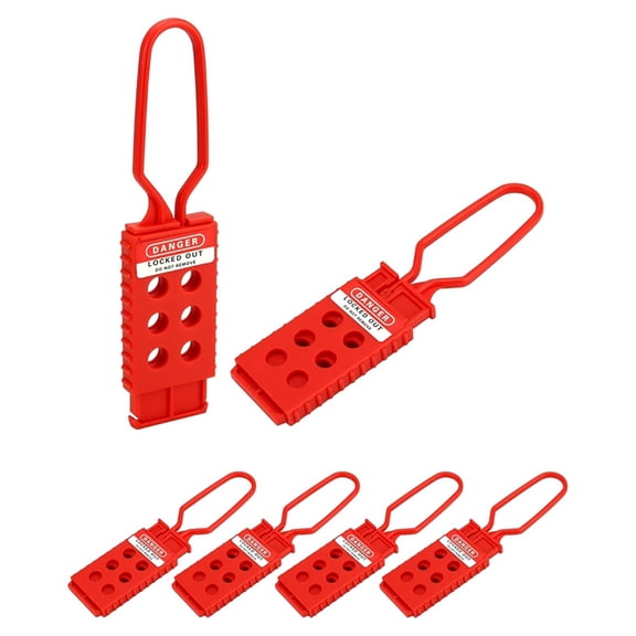6pcs Industrial Safety Lockout Tag Hasps Nylon Padlock Hasps with 6 Hole Interlock for Equipment Maintenance