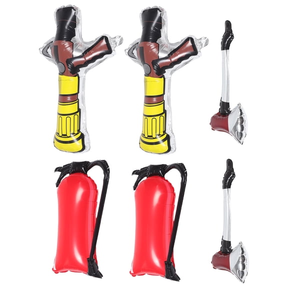 6pcs Inflatable Fire Hydrant Extinguisher Axe : Firefighter Birthday Party Balloons - Blow Up Firefighting Equipment Decorations For Kids Rescue Theme Favor Supplies