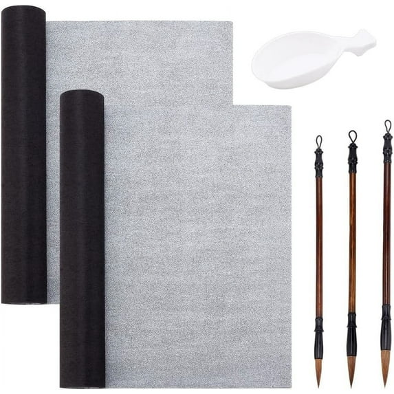 6pcs No Ink Chinese Calligraphy Kits Reusable Writing Magic Water Cloth Paper Set Chinese Calligraphy Mat for Chinese New Year Student Beginners Practicing Chinese Calligraphy 54.3x13.5