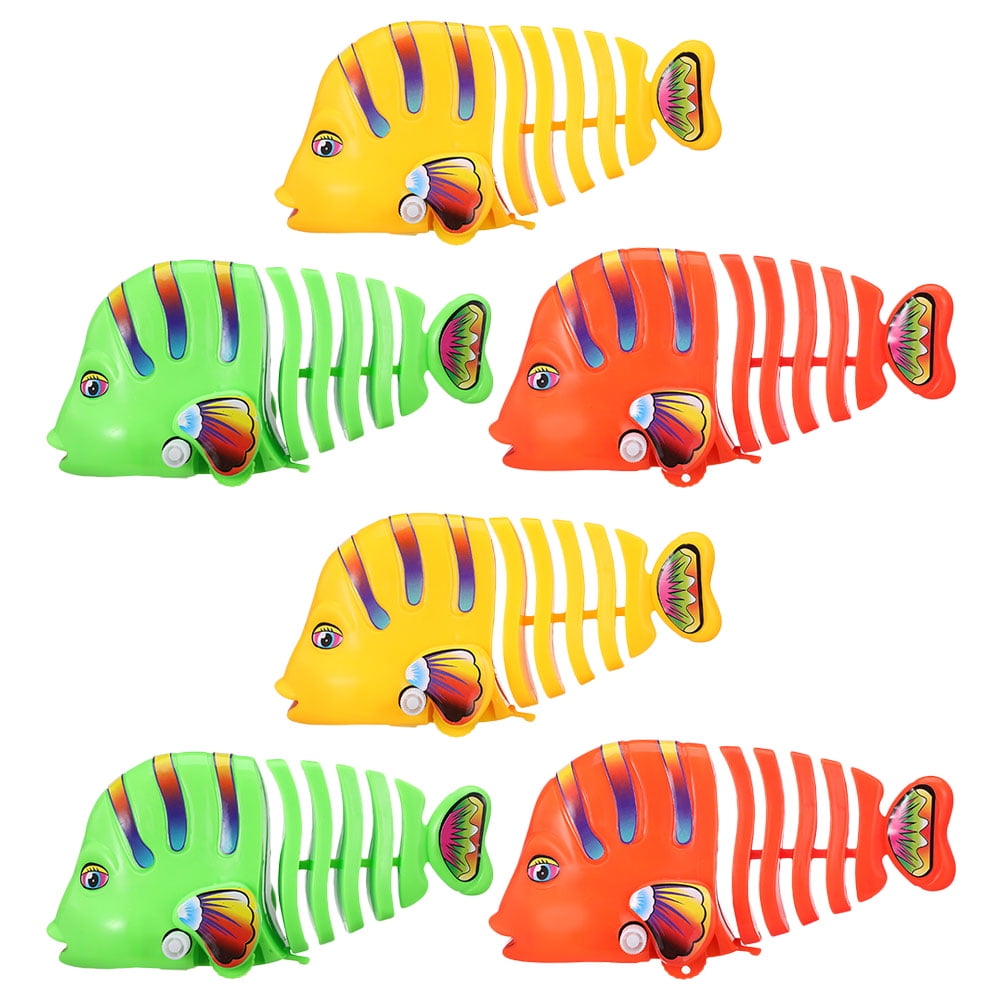 6pcs Interactive WindUp Fish Toys Wiggle Cartoon Fish Toys Clockwork