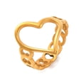 thumbnail image 1 of 6pcs Ion Plating(IP) 304 Stainless Steel Hollow Heart Open Cuff Finger Rings for Women Golden 19mm Size 7(17.3mm), 1 of 3