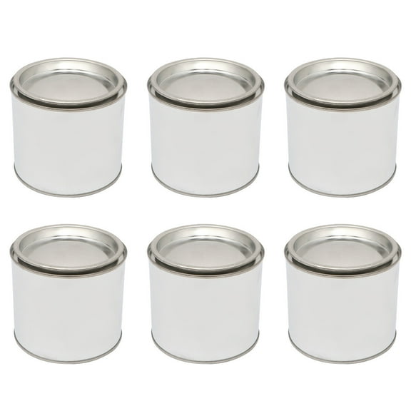 6pcs Iron Round Paint Cans Practical Paint Storage Can Durable Ink Container (0.5L)