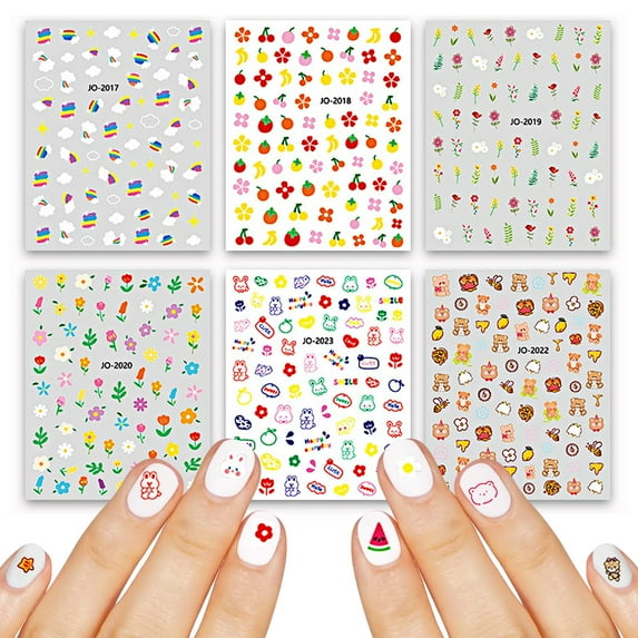 6pcs Kids Nail Stickers Birthday Girl Party, DIY Home Activity, Gift, Cute Nail Stickers