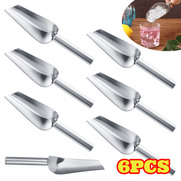 6pcs Kitchen Ice Scoop Set, 6 Oz Stainless Steel Candy Sugar Cream Scoop for Home Kitchen Food Jars Coffee Beans Bar Buffet