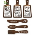 thumbnail image 1 of 6pcs Kitchen Wooden Sign Wine Cheese Wood Cutting Board Wall Decor Eat Sign Dining Sign Farmhouse Tiered Tray Rustic Hanging Fork Spoon, 1 of 8