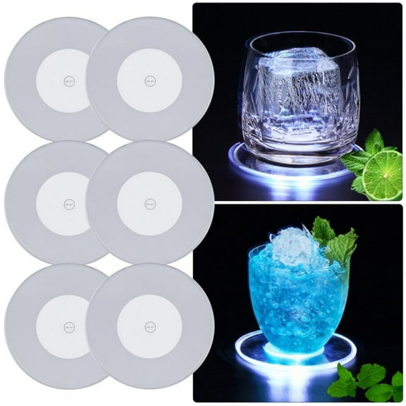 6pcs LED Cup Pad Mat Cocktail Luminous Coaster Drink Beer Club Bar Party Decor Atmosphere Light Mat