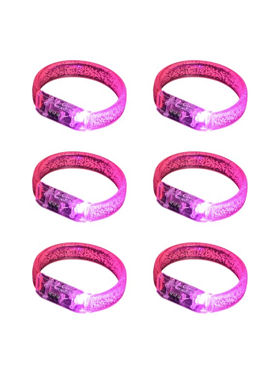 6pcs LED Light Up Bracelets for Kids Birthday Party Festival Bangles Replaceable Wristbands Women Accessories