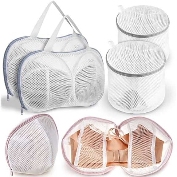 6pcs Large Bra Lingerie Wash Bags for Laundry Delicates Bra Washer Protector with Zipper, Mesh Fabric, Fits All Cups Anti Deformation Cleaning and Drying Delicates for Washing Machine
