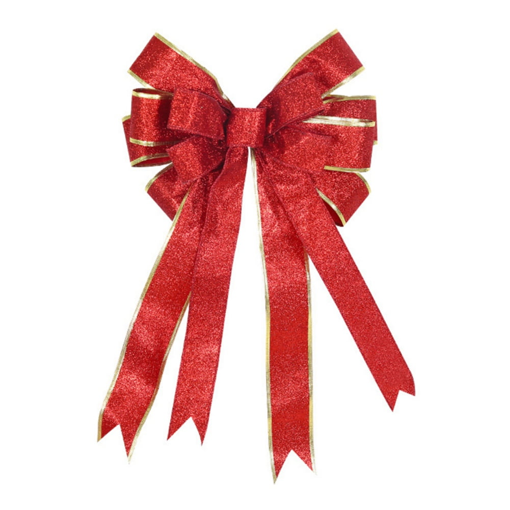 6pcs Large Wired Red Bow - 16*10" - Christmas Wreath Bow - Great for Large Gifts - Indoor/Outdoor - Christmas Bow Door Ornament Christmas Gift Ornament Garland Decoration