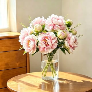 6pcs Light Pink ELEGANT 2-HEAD PEONY ARTIFICIAL FLOWER BOUQUET, Chinese Style Faux Bloom for Living Room Decor Dining Table Vase Arrangement