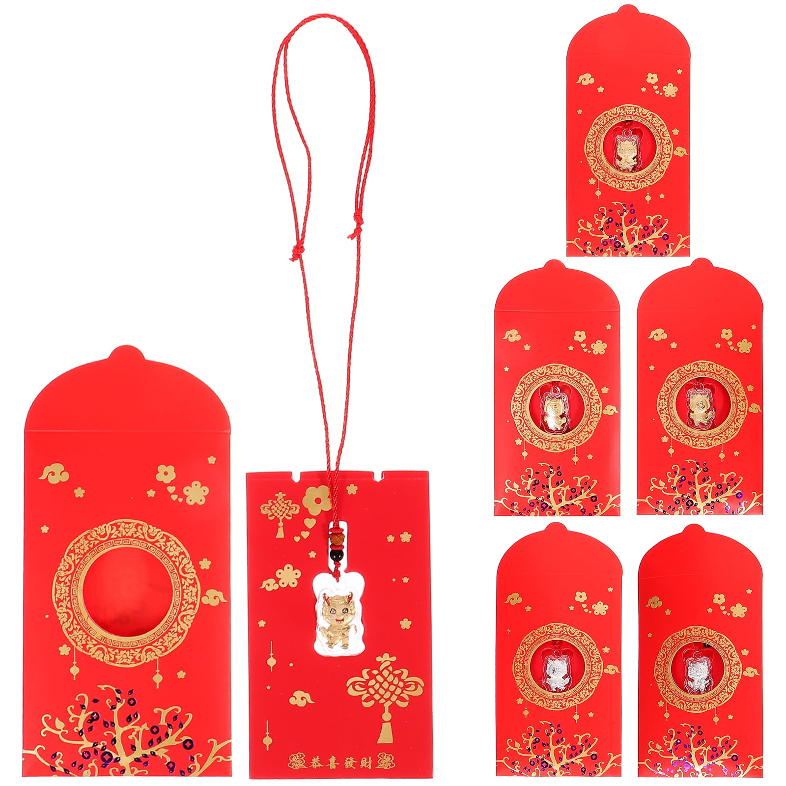 6pcs Lunar Calendar Money Pouches Packet Lunar New Year Gift 2024