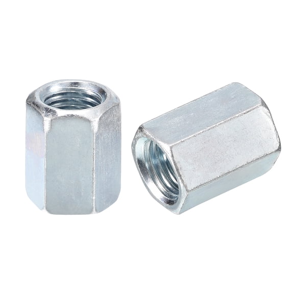 6pcs M16x22x30mm Coupling Nuts - Galvanized Carbon Steel Hex Threaded Rod Coupler for Furniture, Electronic, Industrial