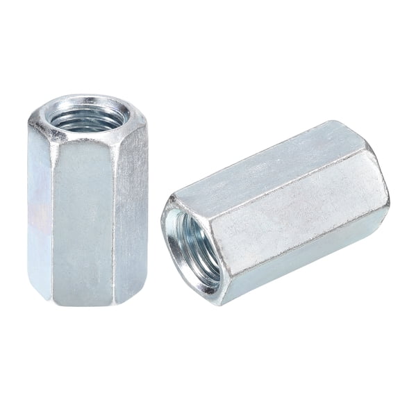 6pcs M16x22x40mm Coupling Nuts - Galvanized Carbon Steel Hex Threaded Rod Coupler for Furniture, Electronic, Industrial