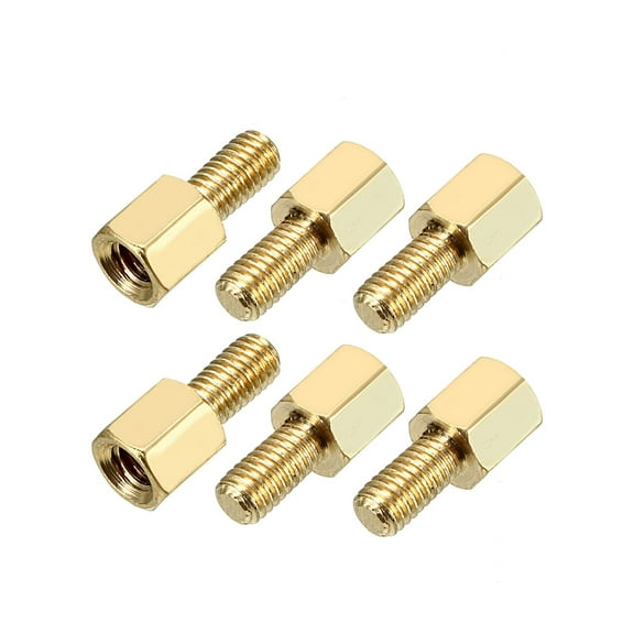 6pcs M3 5+6mm Female Male Thread Brass Hex Standoff Spacer Screws
