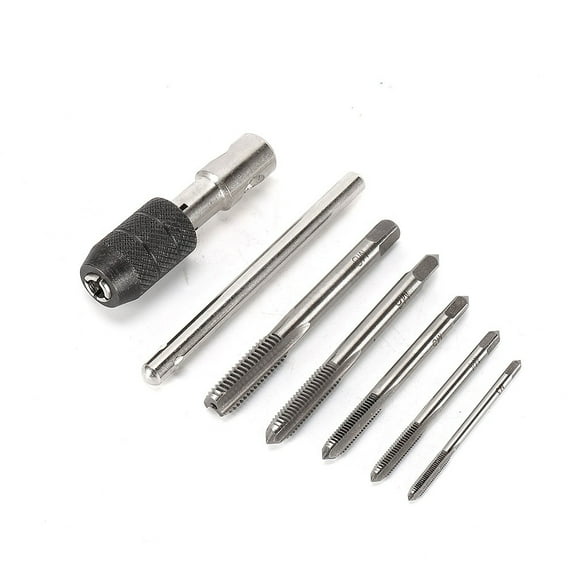6pcs M3-M8 Tap Drill Set T Handle Ratchet Tap Wrench Machinist Tool With Screw
