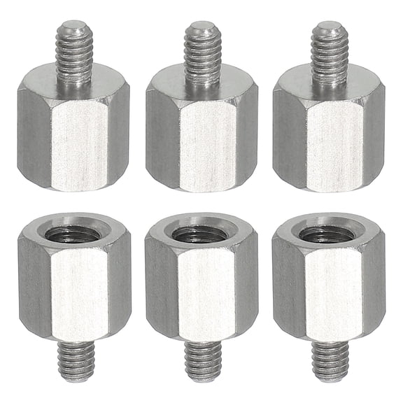 6pcs M4x6mm Male to M6x10mm Female Thread Spacer Standoffs Screws