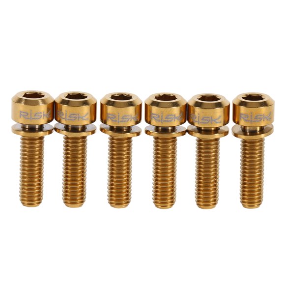 6pcs M5 x 18mm Titanium Stem Bolt With Washer Replacement For Bicycle(golden)
