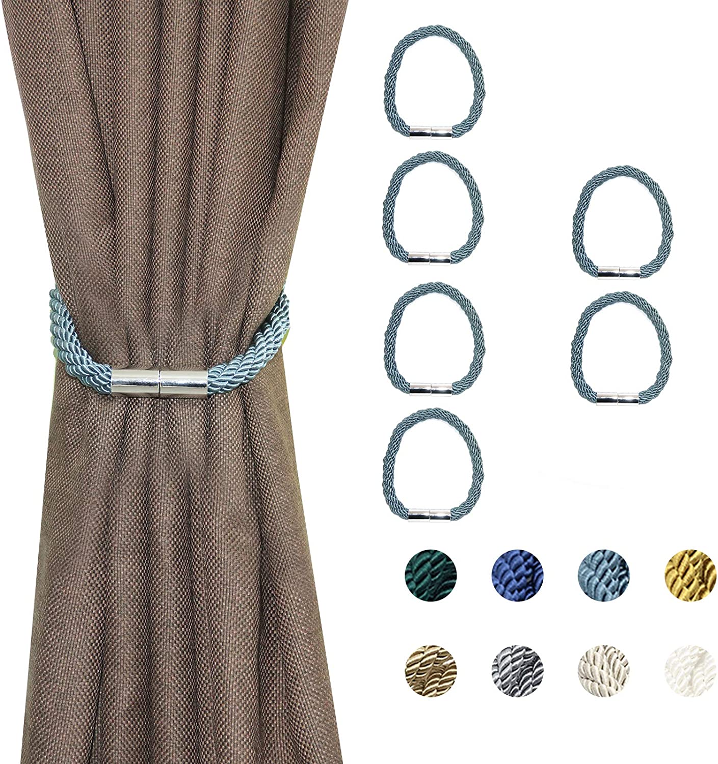 6pcs Magnetic Curtain Tiebacks Curtain Holders Clips Strong Magnetic