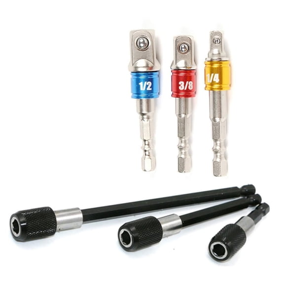 6pcs Magnetic Screwdriver Bit Holder With 1/4 Hex Shank For Hex Nut Drivers Impact Hole Saws Spade Bits Conversion Accessory