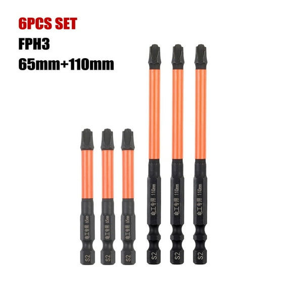 6pcs Magnetic Special Slotted Cross Screwdriver Bit For Electrician FPH1 FPH2 FPH3 Socket Switch Hand Tools Screwdriver Set
