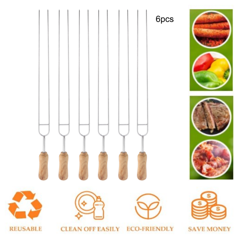 6pcs Marshmallow Roasting Sticks Stainless Steel BBQ Skewer Camping
