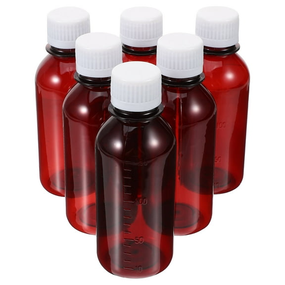 Worgeous Dark Red PET Medicine Bottle with Cap for Storage Use and Travel 150ml