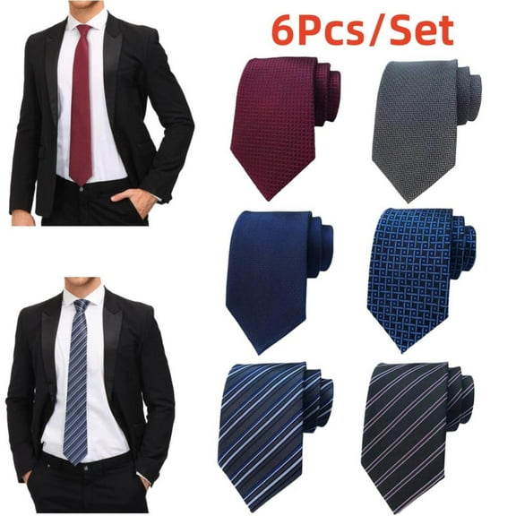 6pcs Men's Necktie Classic Silk Tie Woven Jacquard Neck Ties
