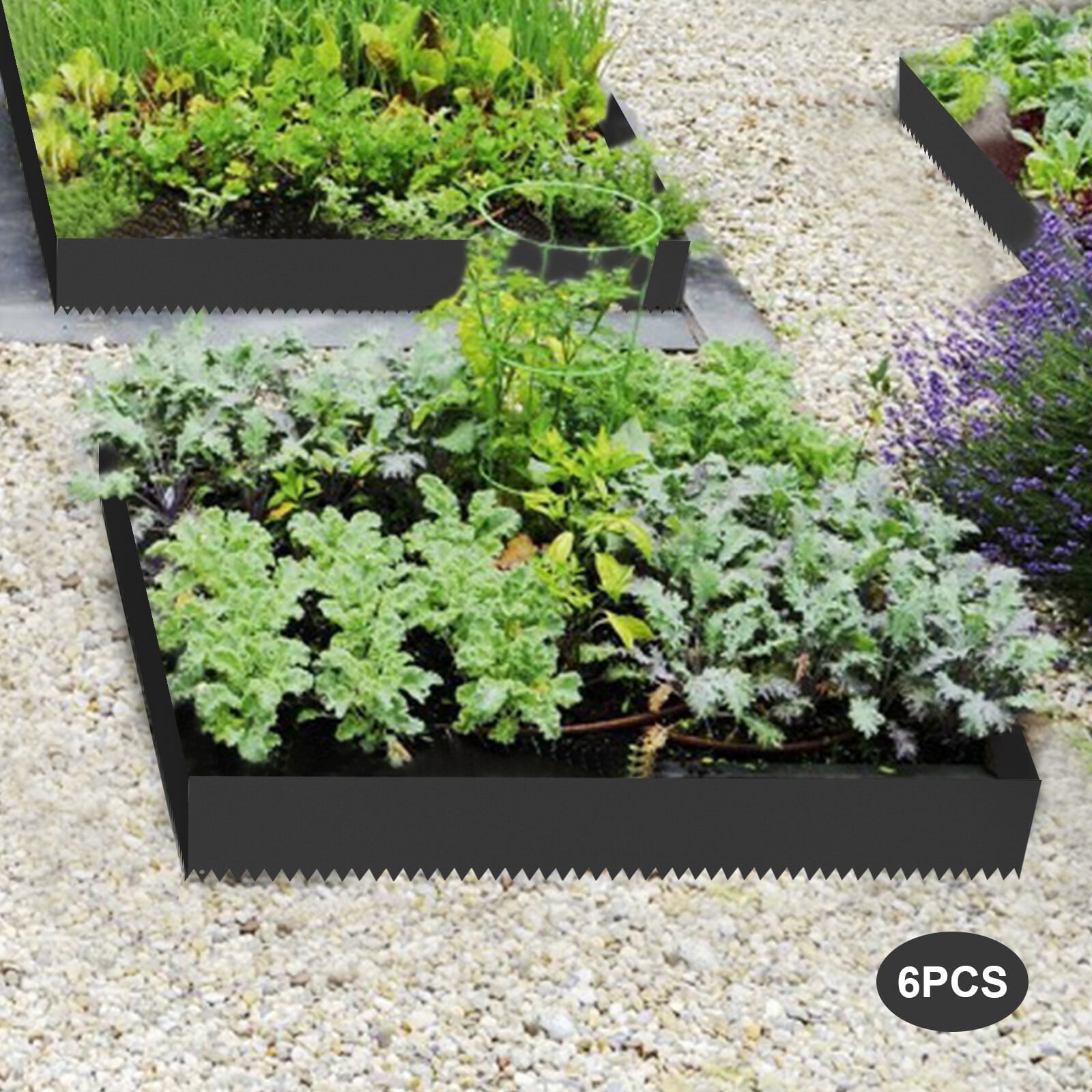 6pcs Metal Landscape Edging Borders Kit x40x6 Inch Steel Lawn Edging Garden Yard