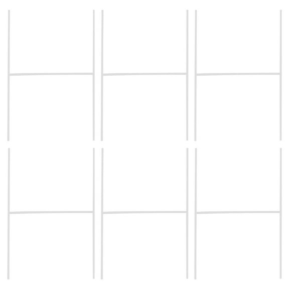 WRITWAA 6Pcs White Galvanize Yard Sign Stakes Durable H Shape Rack for Outdoor Advertising Display