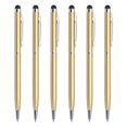 thumbnail image 1 of 6pcs Metal Stylus Pen Ballpoint Pen 2 in 1 Universal Retractable Ink Pen with Stylus Tips, Gold, 1 of 6