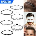 thumbnail image 1 of 6pcs Metal Wavy Headbands, Hairbands for Men and Women, Fashion Hair Hoop for Sports, Black Elastic and Non-Slip Headwear Accessories, 1 of 8