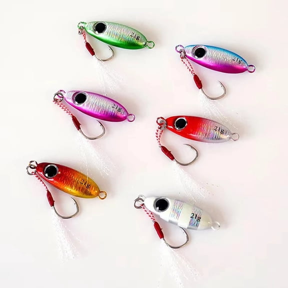 6pcs Micro Metal Jigging Fishing Lures 5.5g/7.5g/10g/14g/17g/21g Shore Casting Jig Fishing Lure Spoon Saltwater Artificial Bait