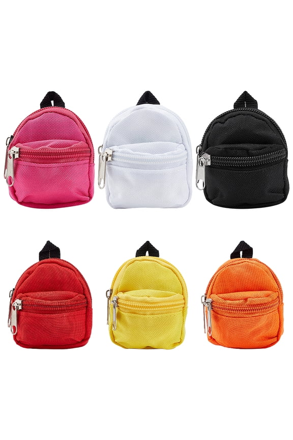 6pcs Mini Backpacks 6 Styles Small Zipper School Bags Cute Zipper Backpack Tiny School Supplies Backpack for DIY Prizes Crafts Making Decorations